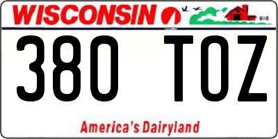 WI license plate 380TOZ