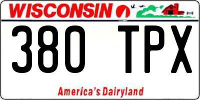 WI license plate 380TPX