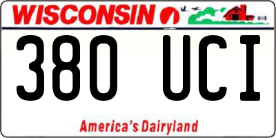 WI license plate 380UCI