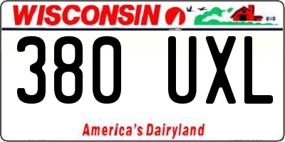 WI license plate 380UXL