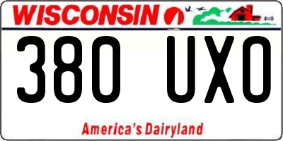 WI license plate 380UXO