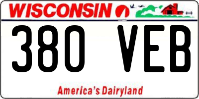 WI license plate 380VEB