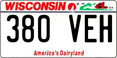 WI license plate 380VEH