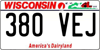WI license plate 380VEJ
