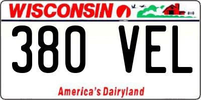 WI license plate 380VEL