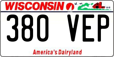 WI license plate 380VEP