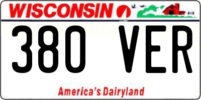 WI license plate 380VER
