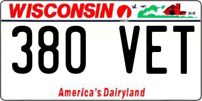 WI license plate 380VET