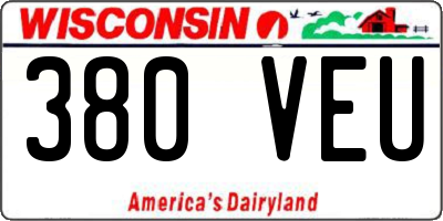 WI license plate 380VEU