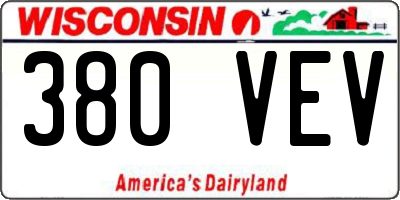 WI license plate 380VEV