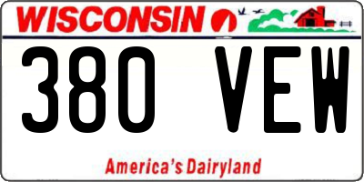 WI license plate 380VEW