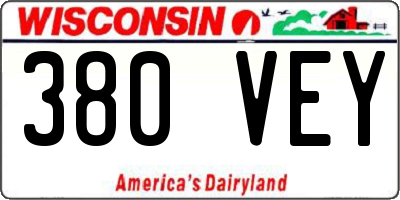 WI license plate 380VEY