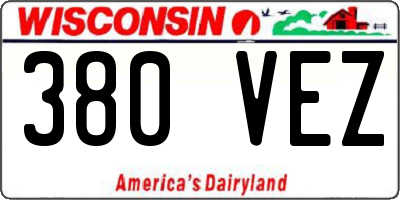 WI license plate 380VEZ