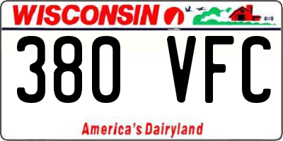 WI license plate 380VFC