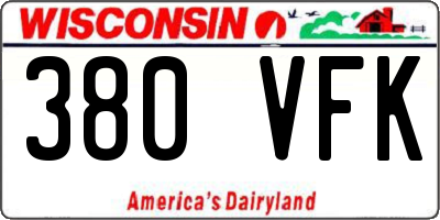 WI license plate 380VFK
