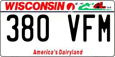 WI license plate 380VFM