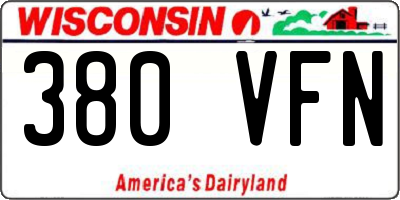 WI license plate 380VFN
