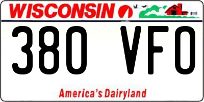 WI license plate 380VFO