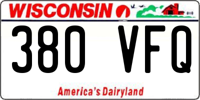 WI license plate 380VFQ