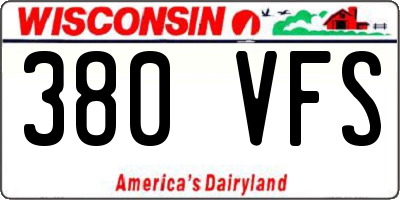 WI license plate 380VFS