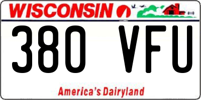 WI license plate 380VFU
