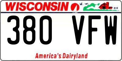 WI license plate 380VFW