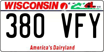 WI license plate 380VFY