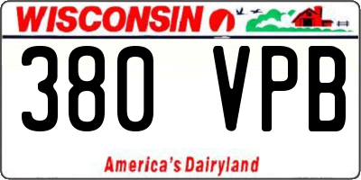 WI license plate 380VPB
