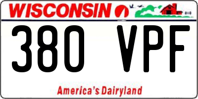 WI license plate 380VPF