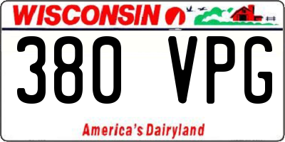 WI license plate 380VPG