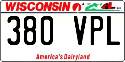 WI license plate 380VPL