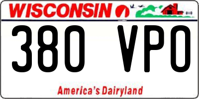 WI license plate 380VPO