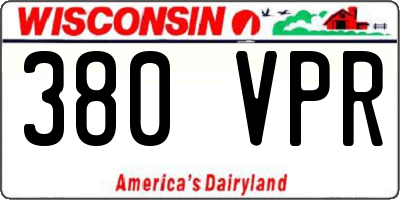 WI license plate 380VPR