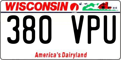 WI license plate 380VPU