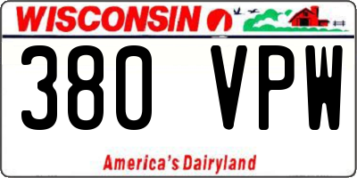 WI license plate 380VPW