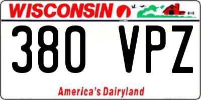 WI license plate 380VPZ