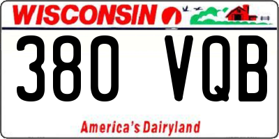 WI license plate 380VQB
