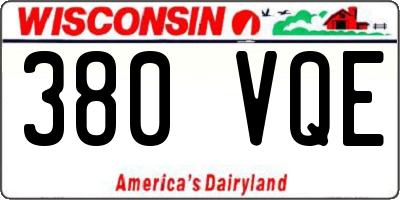WI license plate 380VQE