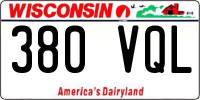 WI license plate 380VQL