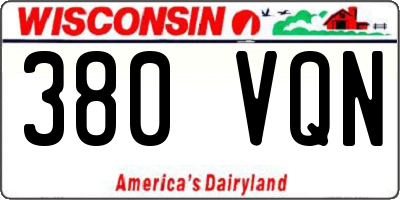 WI license plate 380VQN