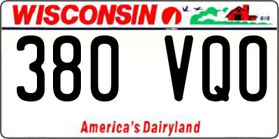 WI license plate 380VQO