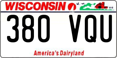 WI license plate 380VQU