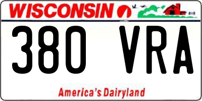 WI license plate 380VRA