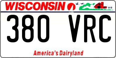 WI license plate 380VRC