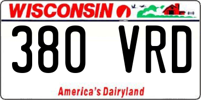 WI license plate 380VRD