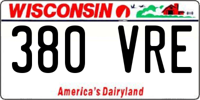 WI license plate 380VRE
