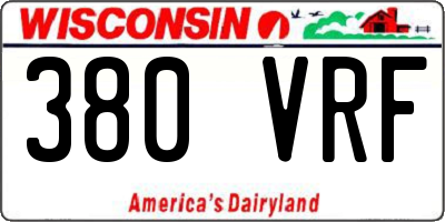 WI license plate 380VRF