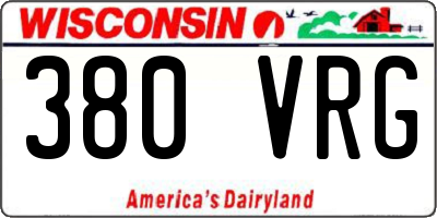 WI license plate 380VRG