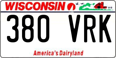 WI license plate 380VRK