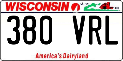 WI license plate 380VRL